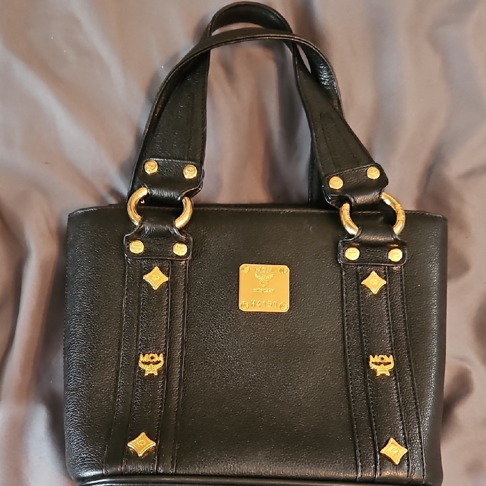 MCM Black Leather Tote Bag